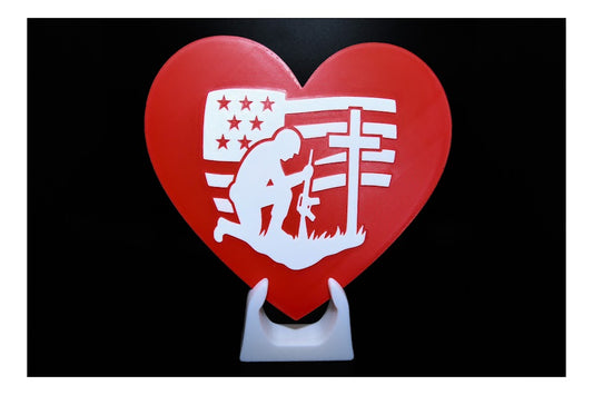 Memorial Heart Tribute – Veteran Silhouette Plaque
